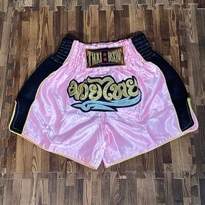 Muay Thai Fight Boxing Shorts Thailand Grappling Martial Arts Gear Satin Size L